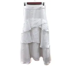 ナイスクラップ NICE CLAUP フレアスカート マキシ ティアード F 白 オフホワイト /YI