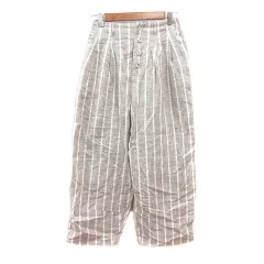 サマンサモスモス SM2 ストレートパンツ ストライプ 麻 リネン F ベージュ /MN