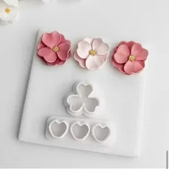 No.417 クレイカッター お花 ハート 2点セット ポリマークレイ 粘土 抜き型 ハンドメイド