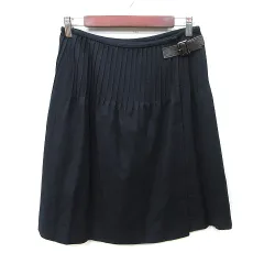 オールドイングランド OLD ENGLAND フレアスカート ラップ ひざ丈 ウール カシミヤ混 38 M 黒 ブラック /YI