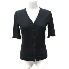 ナイスクラップ NICE CLAUP カーディガン カットソー 半袖 レース 黒 ブラック /YI