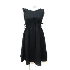 ユニバーバル ミューズ UNIVERVAL MUSE ワンピース ひざ丈 ノースリーブ ドット 黒 ブラック /YI