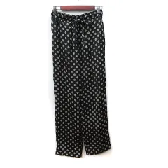 ザラ ZARA テーパードパンツ 総柄 黒 ブラック ベージュ /YI