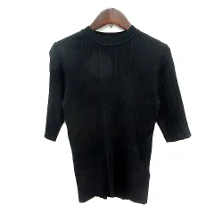 センスオブプレイス バイ アーバンリサーチ Sense of Place by Urban Research ニット カットソー 五分袖 リブ One M 黒 ブラック /MN