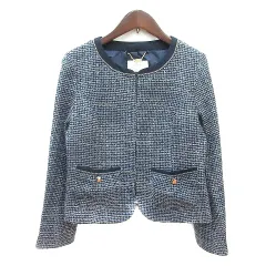 エニィスィス エニシス anySiS ノーカラージャケット 総裏地 ツイード ラメ 2 M 紺 ネイビー /MN