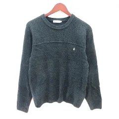 ハッシュパピー Hush Puppies ニット セーター 刺繍 長袖 M 紺 ネイビー /MN