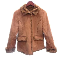 ペイトンプレイス PEYTON PLACE フェイクムートンコート ショート丈 ステンカラー ボア 9 M キャメル 茶 ブラウン /AU