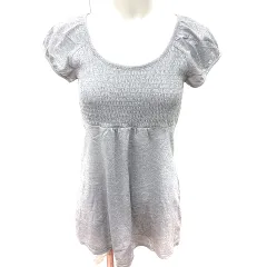 ナチュラルビューティーベーシック NATURAL BEAUTY BASIC ニット カットソー Uネック 半袖 M グレー /RT