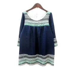 シップス SHIPS チュニック ブラウス ボーダー 長袖 M 紺 ネイビー /MN