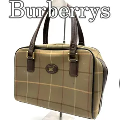 バーバリーズ Burberrys ハンドバッグ ミニボストン チェック柄 玉虫色 ベージュ カーキ ナイロン レザー切替 ロゴパッチ ヴィンテージ クラシック 英国調 上品 コンパクト レトロ デイリーユース