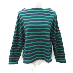 ナノ&コー nano&co カットソー ボーダー 長袖 F 緑 グリーン 紺 ネイビー /YI