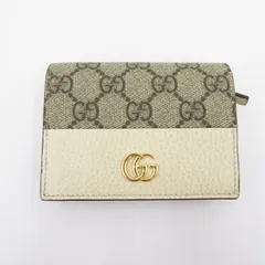 【瀬戸大橋店】 中古 GUCCI | グッチ 二つ折り財布 GGスプリーム ダブルG カードケース ウォレット 658610･496334 ベージュ 【125】