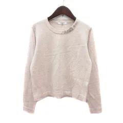 ナチュラルビューティーベーシック NATURAL BEAUTY BASIC ニット セーター 長袖 ビジュー M ライトベージュ /MN