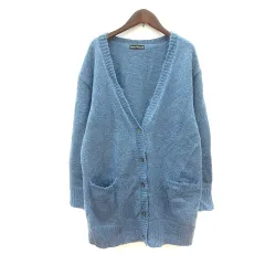 アーバンリサーチ URBAN RESEARCH カーディガン ニット ロング モヘヤ混 F 水色 ライトブルー /MN