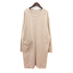 セゾンドパピヨン SAISON DE PAPILLON ワンピース ニット ミモレ ロング 長袖 L ベージュ /MN