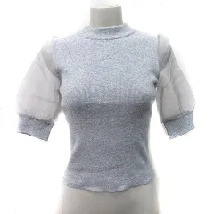 スナイデル SNIDEL ニット セーター 切替 チュール 半袖 F グレー /YI