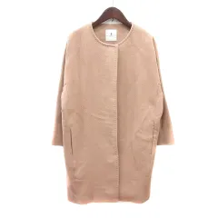 アダムエロペ Adam et Rope' quatre ノーカラーコート ロング 総裏地 ウール 36 S ベージュ /MN