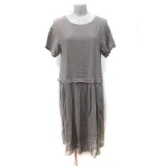 サマンサモスモス SM2 ワンピース ひざ丈 半袖 麻 リネン M モカ /YI