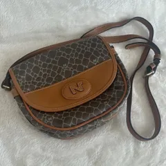 NINA RICCI ニナリッチ ショルダーバッグ ジラフ柄 レザー 茶