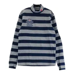 サイズ：4 PEARLY GATES パーリーゲイツ  モックネック長袖Tシャツ ボーダー柄 グレー系 [240101621607] ゴルフウェア メンズ ストスト