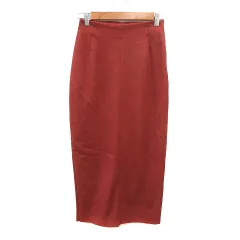 スピック&スパン Spick&Span タイトスカート ロング フェイクスエード 34 XS 赤茶 ブラウン /MN