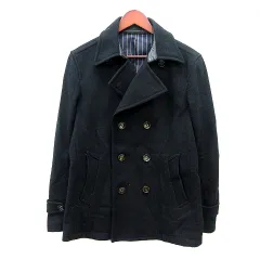 コムサイズム COMME CA ISM チェスターコート ダブル 総裏地 ウール M 黒 ブラック /MN