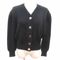 コルディア CORDIER カーディガン ニット Vネック 長袖 ウール I44 L 黒 ブラック /YK