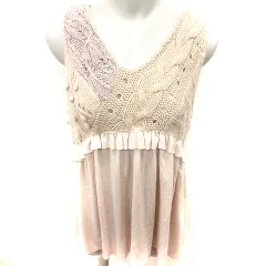 レイビームス Ray Beams ニット カットソー Vネック ノースリーブ ベージュ /RT