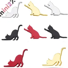 車 エンブレムステッカー 亜鉛合金 メッキ仕上げ 猫 【８個入り】 エンブレム チャーム ネコ おしゃれ プレート ステッカー カーステッカー 3D 金属製 防水 猫型 デカール シール ラベル 車用 バイク 自転車 スーツケース 玄関 ポスト 冷蔵庫 装飾
