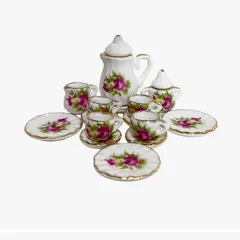 No.263 ミニチュア ティーセット 15点 陶器製ドールハウス 小物