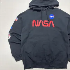 NASA ナサ スウェット パーカー 黒 L 袖プリント ワームロゴ ミートボールロゴ 宇宙 Bowery Supply Co. 古着 ストリート メンズ レディース ユニセックス アメカジ スペース 裏起毛 プルオーバー トップス ＵＳＡ【3119ST】のサムネイル