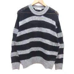 ザラ ZARA ニット セーター ボーダー 長袖 M 紺 ネイビー グレー /YK