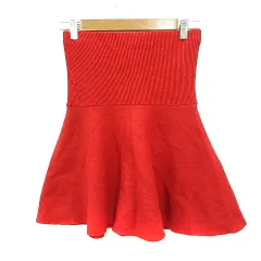 ザラ ベーシック ZARA BASIC フレアスカート ニット XS 赤 レッド /MN