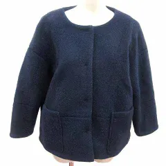 サマンサモスモス SM2 ノーカラーコート ショート丈 総裏地 F 紺 ネイビー /YK