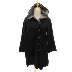 サマンサモスモス SM2 コート ロング丈 フード付き ウール M 黒 ブラック /YK3