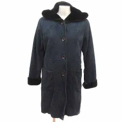 サマンサモスモス SM2 フェイクスエードコート フード 裏ボア F 紺 ネイビー 黒 ブラック /YK