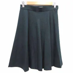 組曲 クミキョク KUMIKYOKU フレアスカート ひざ丈 ウール 2 M 深緑 ダークグリーン /YK ●RY
