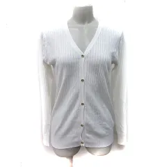 ココディール COCO DEAL カーディガン カットソー リブ 長袖 2 M 白 ホワイト /YI