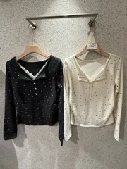 2620 レース レイヤード ドット インナーTシャツ 新作