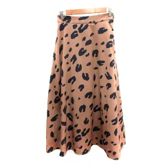 アーバンリサーチ ドアーズ URBAN RESEARCH DOORS フレアスカート マキシ ロング レオパード ヒョウ柄 M 茶 ブラウン /AU
