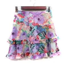 マニエル manielle フレアスカート ミニ ティアード シフォン 花柄 F マルチカラー /YI