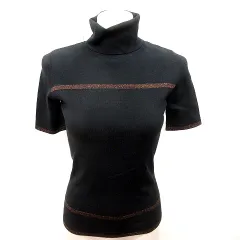 コムサイズム COMME CA ISM ニット カットソー タートルネック 半袖 M 黒 ブラック /RT