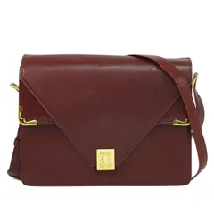 本物 カルティエ Cartier マストライン ショルダーバッグ ポシェット レザー ボルドー Must Line バッグ 中古・