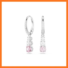 【新品】 【公式】【スワロフスキー】Stilla Attract ドロップピアス, ラウンドカット, ピンク, ロジウム・プレーティング 0