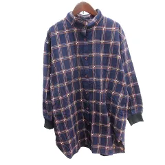 ゴールデンベア GOLDEN BEAR シャツワンピース ミニ チェック 長袖 M 紺 ネイビー /AU