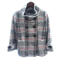 ルスーク Le souk スタンドカラーコート ショート丈 ツイード チェック 総裏地 アルパカ混 36 S グレー /AU