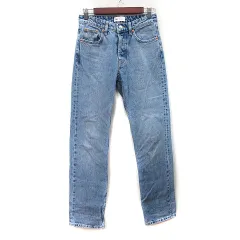 ザラ ZARA パンツ デニム ジーンズ ダメージ加工 紺 ネイビー /YI