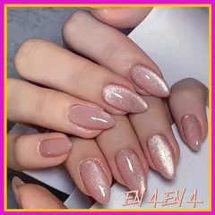THCEVRLA ネイルチップ - ピンク ア ーモンド本 手作りネイルチップ ショートク，キャッツアイ マグネット おしゃれ 付け爪ゲル化，ツールキットが付属しています，24枚入 0
