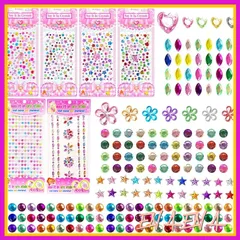 6 枚のシートの子供の自己接着ラインストーンのステッカー、技術宝石および宝石は子供のためのセット、水晶宝石 DIY の芸術および技術の供給の装飾を飾ります 0