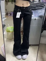 ローライズ生デニムブーツカットデニム（冬新作、スティッチ、マラスタイル、y2kデニム、ベーシック）